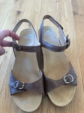 Dansko Brown Leather Slingback Sandals - Women